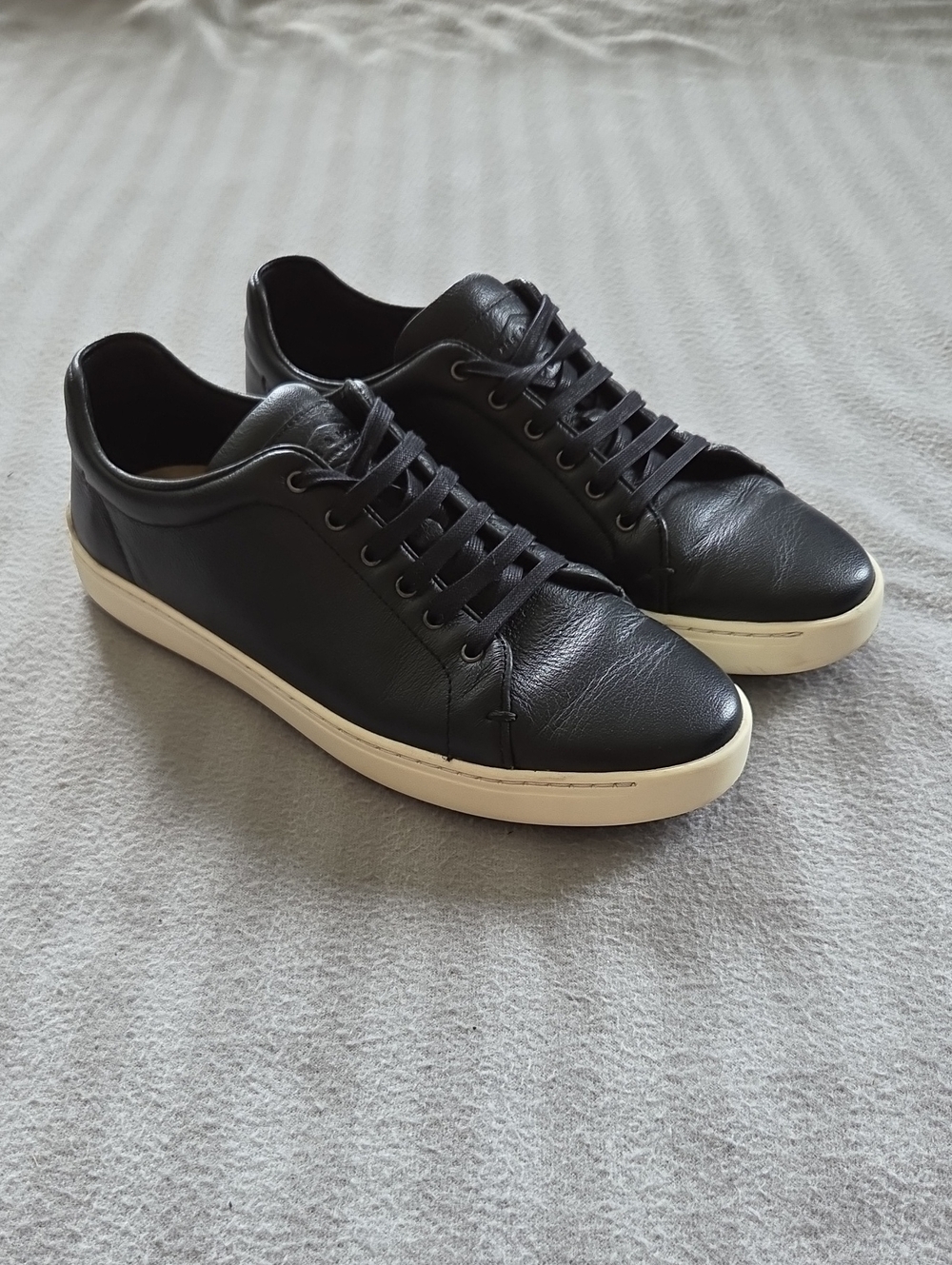 All Saints Women's Black Leather Sneakers with Cream Sole